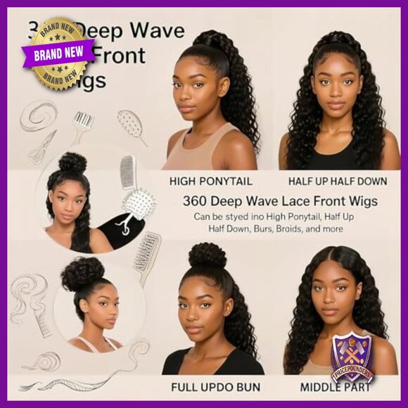 26 Inch Human Hair Wig, Glueless HD Lace Front, Deep Wave 180 Density main image 4
